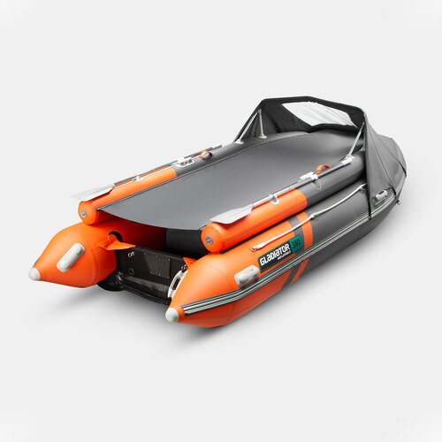 Надувная лодка GLADIATOR E380X PRO оранжево-темносерый